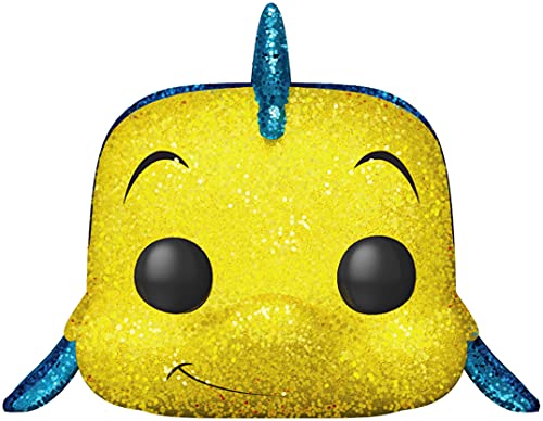 Funko POP Disney vinyl figure close-up, yellow glitter head with blue horn