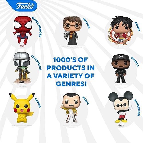 Funko POP! character collage with '1000’s of products in a variety of genres' text