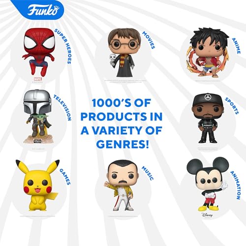 Collage of Funko vinyl characters in different styles around centered headline text