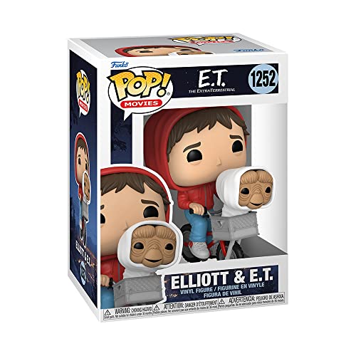 Vinyl Funko Pop figure in box, showing Elliott in red hood with E.T. white helmet