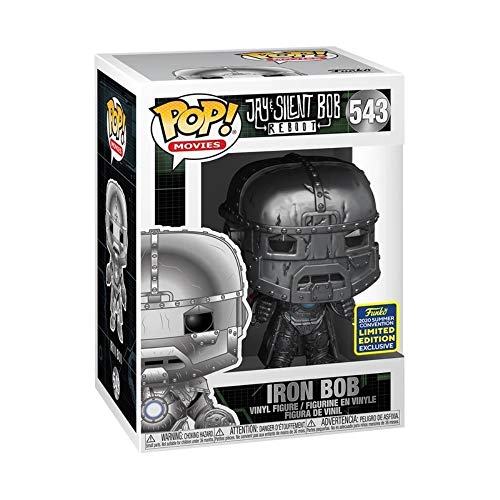 Iron Bob vinyl figure in window box, metallic armor helmet with blue chest light