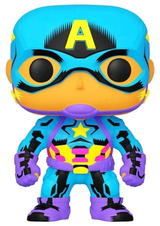 Black Light Captain America vinyl figure with oversized eyes and blue suit