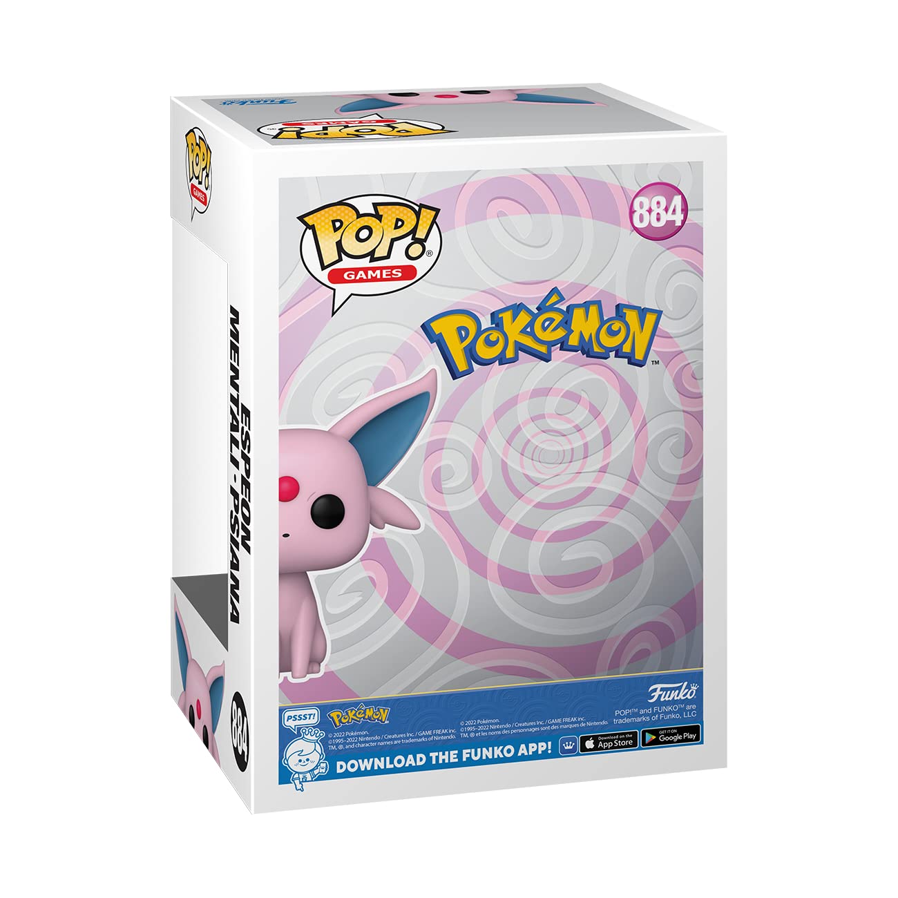 Boxed vinyl figure packaging featuring a pink cat character with blue ears and red gem