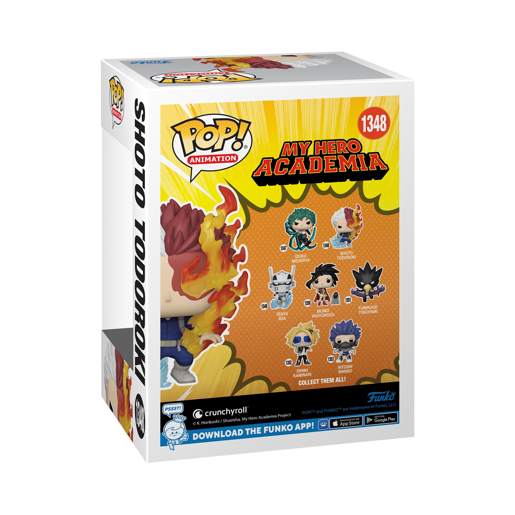 Collectible vinyl figure box showing Shoto Todoroki with flame and ice effects