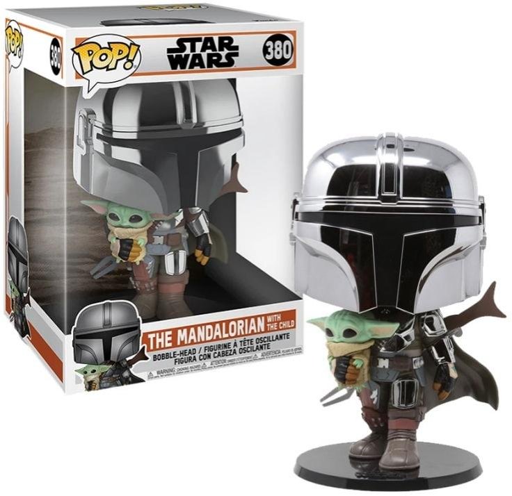 Funko Pop Jumbo Supersize 10" Mandalorian Chrome Mandalorian Star Wars