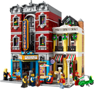 LEGO model of a street scene with buildings and characters, including a Jazz Club.