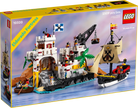 LEGO Eldorado Fortress set packaging with pirate ship and castle model.