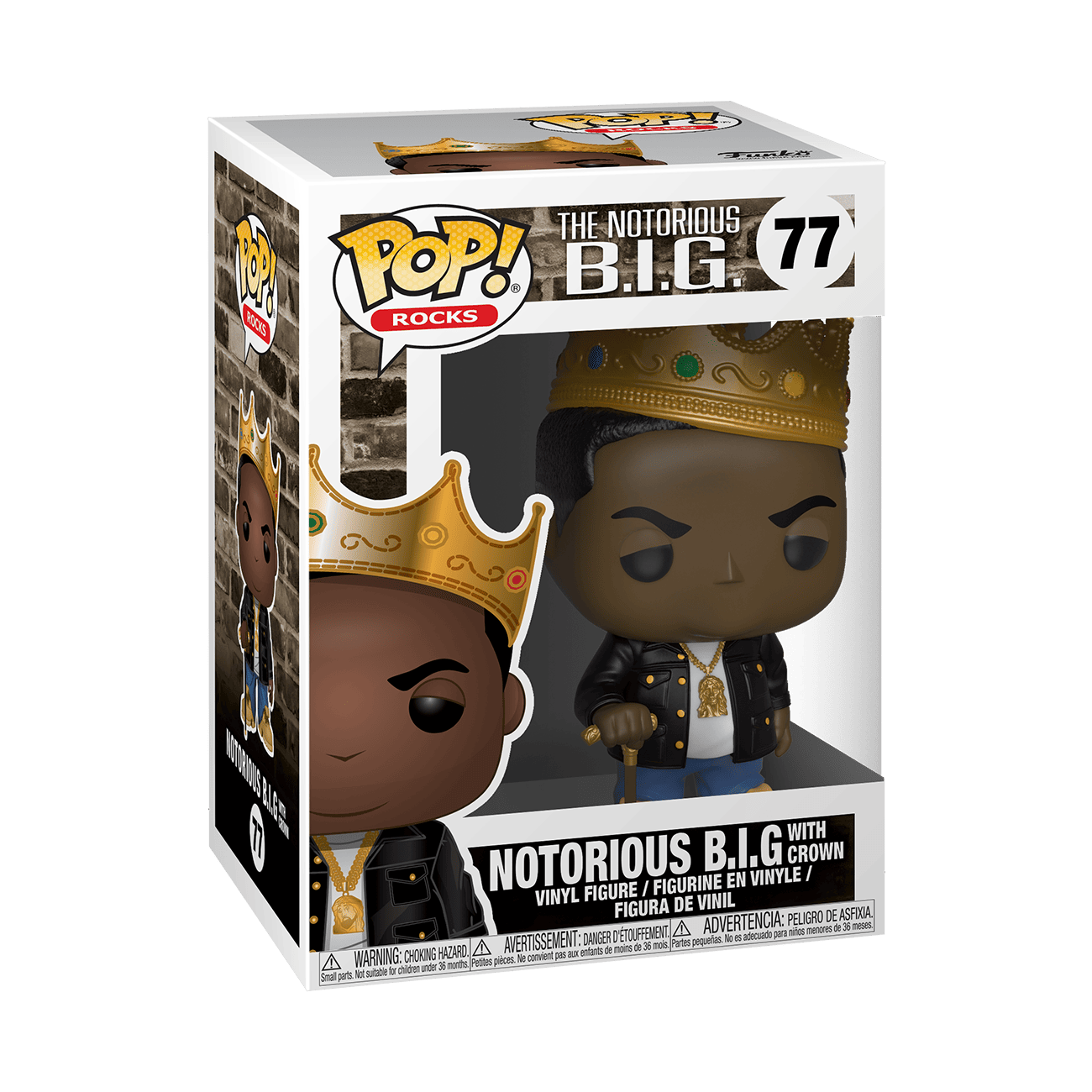 Boxed Funko Pop! Rocks vinyl figure set, with crown character shown