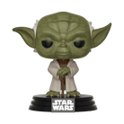 Green Yoda Funko Pop vinyl figure with hooded robes, standing on base
