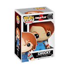Funko Pop vinyl figure in box, Chucky #56, red-haired doll in blue overalls