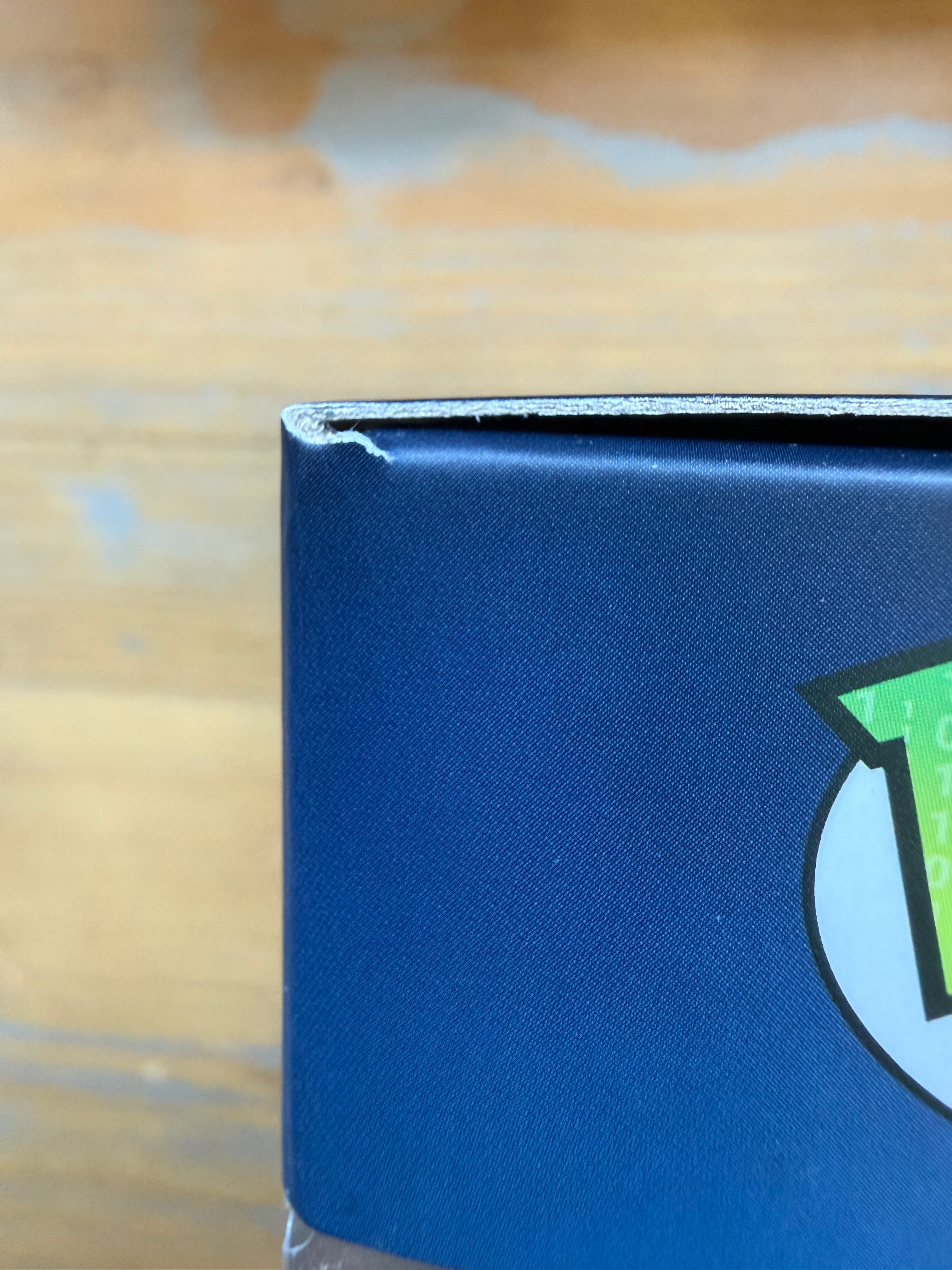 Collectible figure box, blue with partial logo