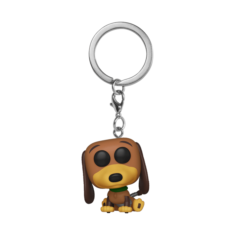 Metal keychain ring with Slinky Dog Pocket Pop! vinyl figure charm