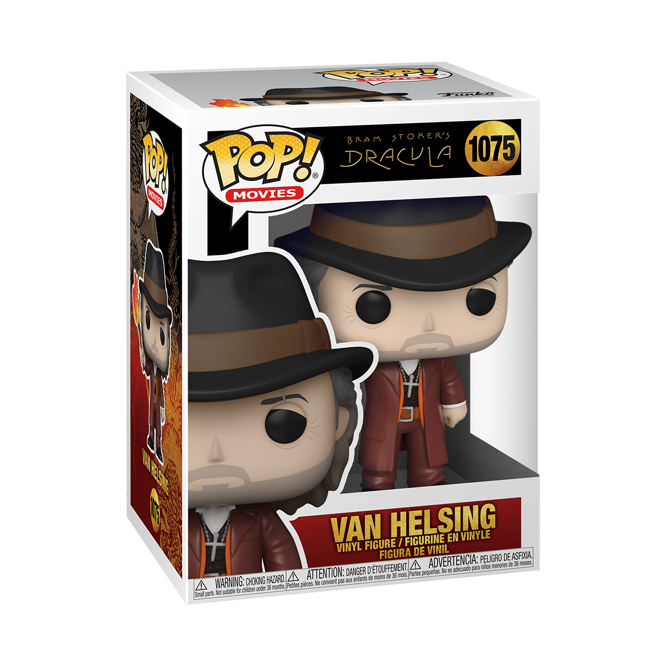 Funko Pop Movies boxed vinyl figure of Van Helsing, #1075, wearing hat and coat