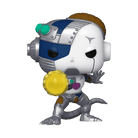 Mecha Frieza vinyl collectible figure with yellow blaster blast, gray-and-blue armor