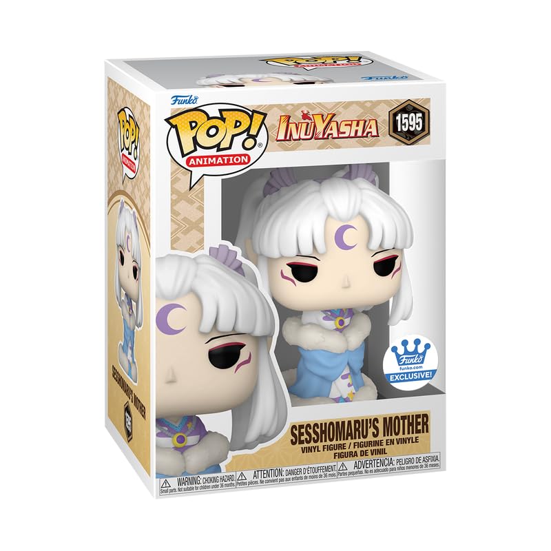 A boxed Funko Pop! Animation vinyl figure of Sesshomaru's mother from the Inuyasha series, depicted in white and blue attire with a sword.