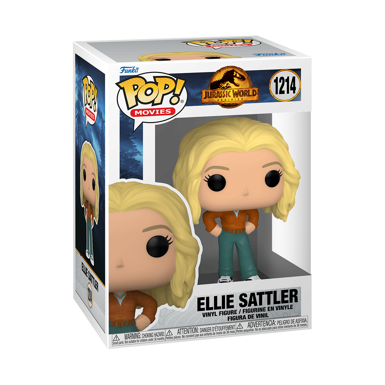 Funko POP! vinyl Dr. Ellie Sattler figure in box, blonde hair, teal pants