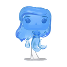 Translucent blue Ariel Funko Pop vinyl figure standing on display stand