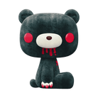 Flocked dark bear vinyl figure with red ears and dripping mouth