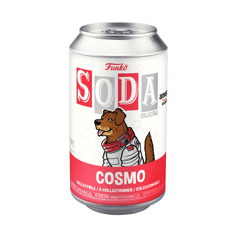 Funko Soda collectible can with Cosmo dog character artwork, red and white label