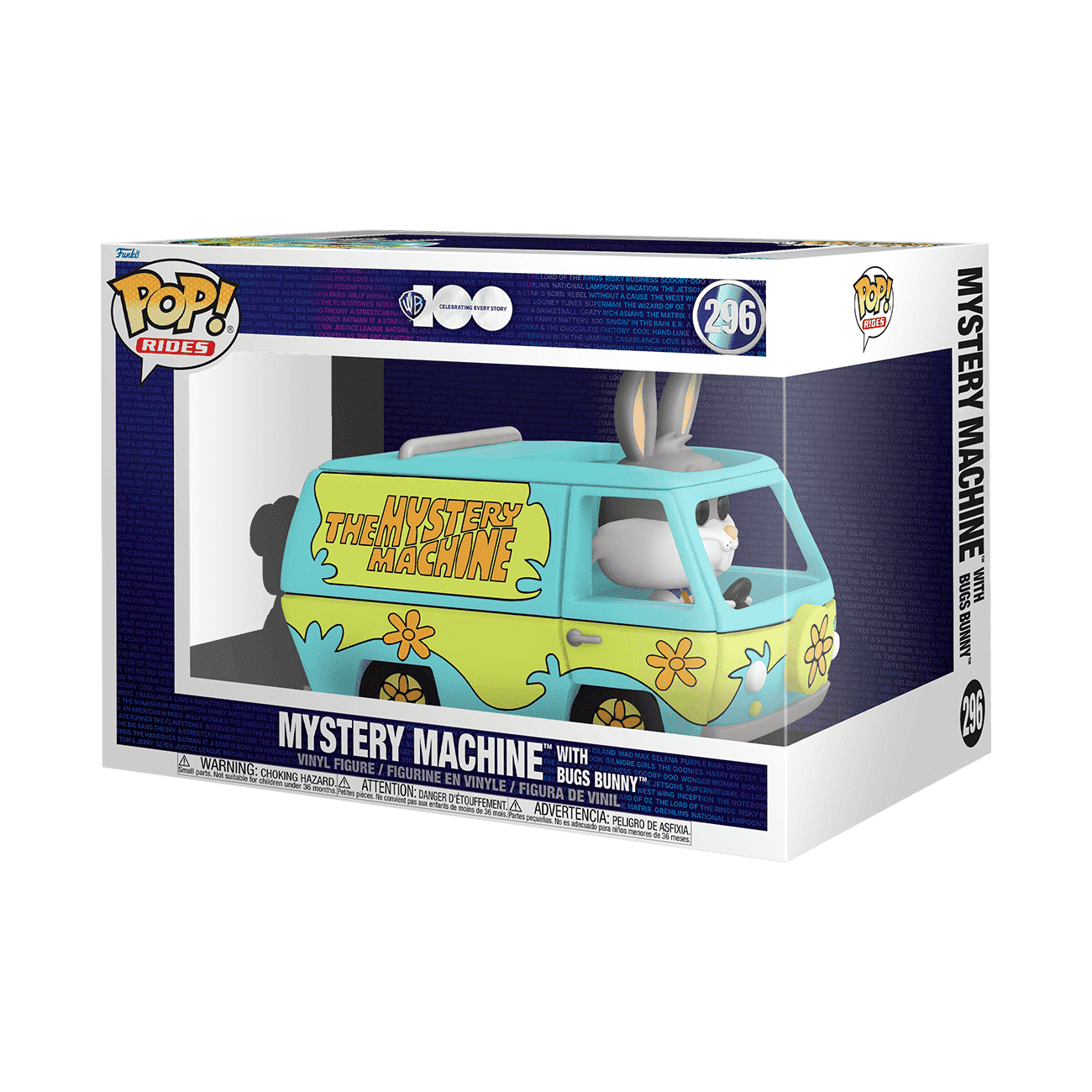 Mystery Machine Funko Pop rides vinyl vehicle with Bugs Bunny in boxed packaging