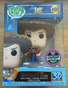 Woody Funko Pop box labeled 400, with Woody holding a red pencil in the window