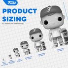 Funko Pop! product sizing chart with Sonic figure height examples