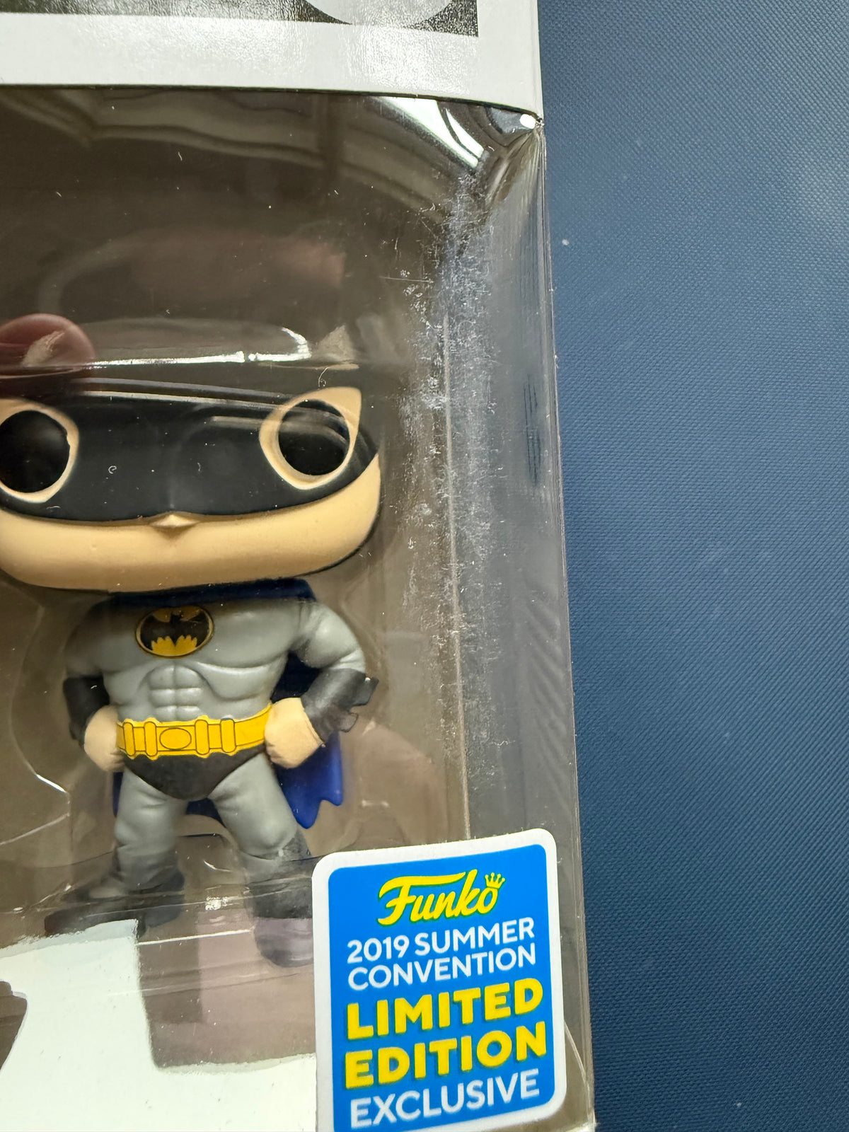 Howard Wolowitz Batman Funko Pop vinyl figure in clear display box, limited edition badge