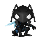 Glow-in-the-dark vinyl figure, black character with white eyes, blue stripes and claws
