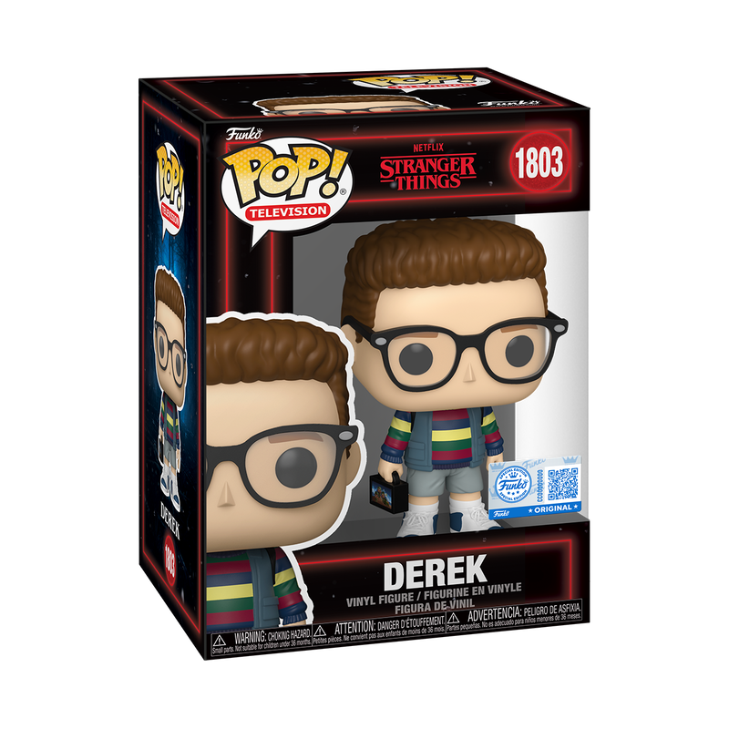 Funko Pop! vinyl figure packaging for 'Stranger Things' with character Derek inside