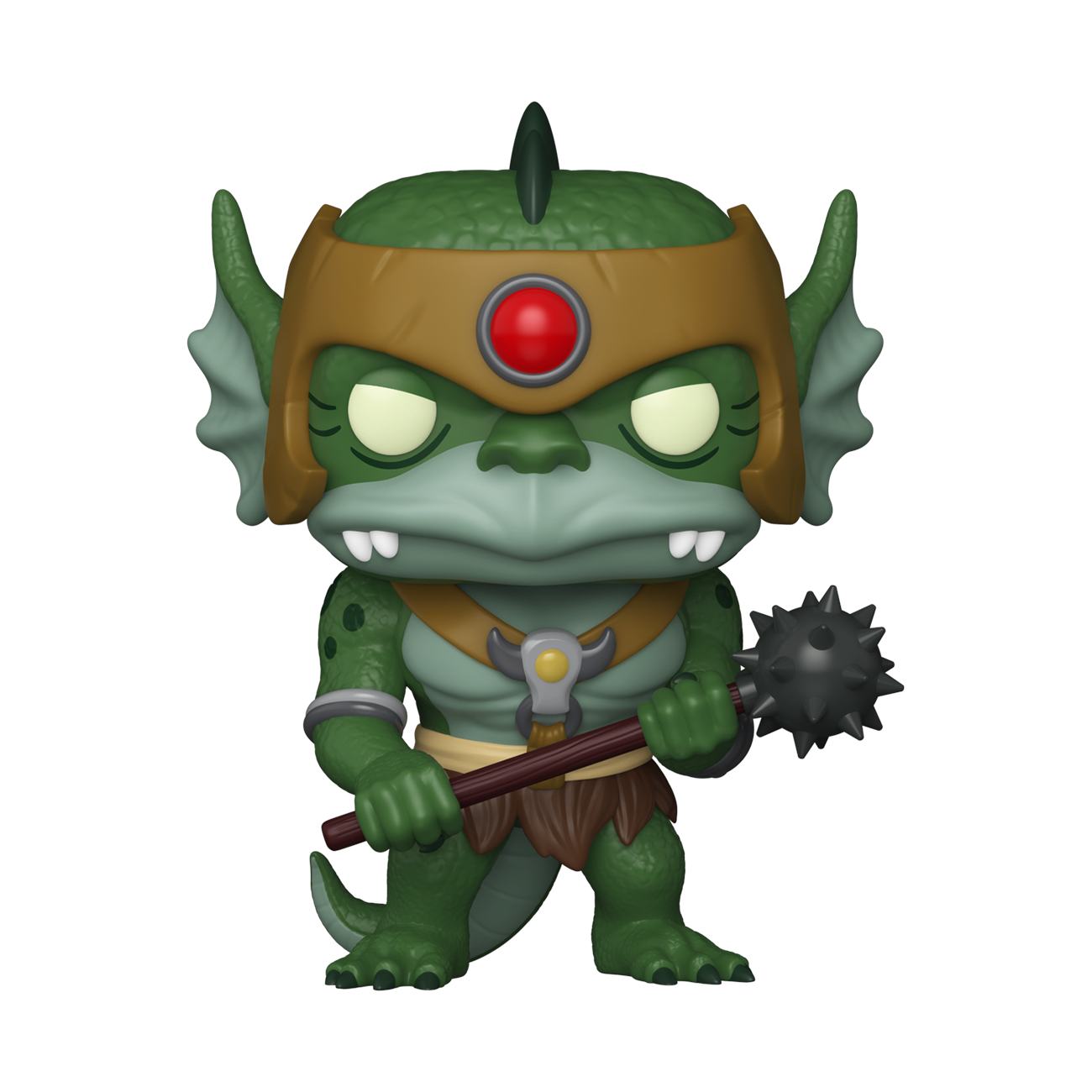 Slithe vinyl figure, green body with red visor, holding a staff with star on end.
