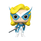 Wonder Man Funko Pop figure, blonde hair, blue bodysuit and gray boots