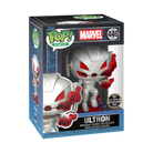 Funko Pop! Digital Ultron boxed figure, silver robot with red eyes and flames