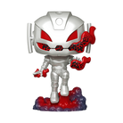 Ultron Funko Pop figure, silver robot with red eyes and claw details