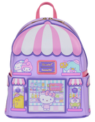 Hello Kitty bakery bag in purple with pink dome top and storefront scene