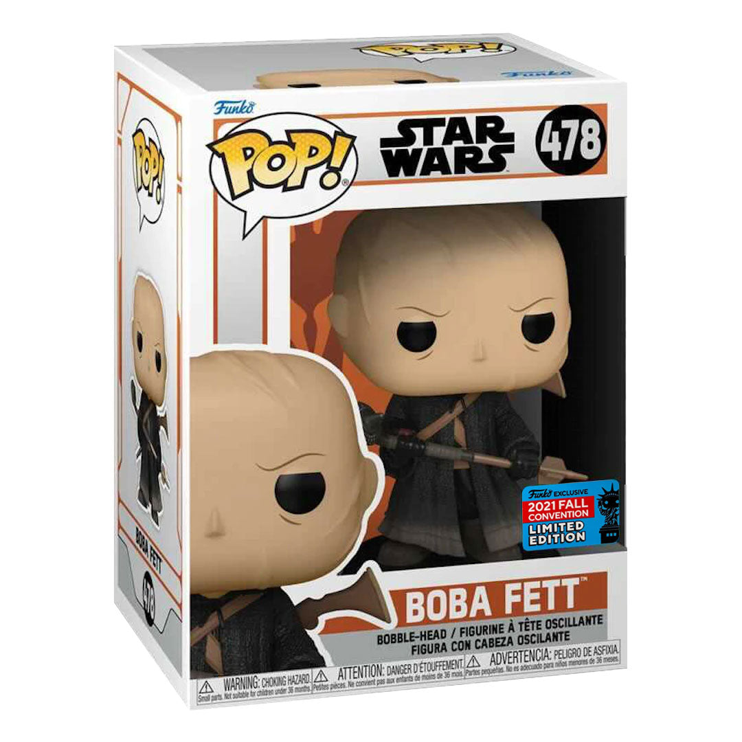 Funko Pop Star Wars Boba Fett boxed vinyl figure, tan head, dark robes