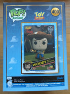 Woody Funko Pop box front with clear window, Woody holding a red pencil