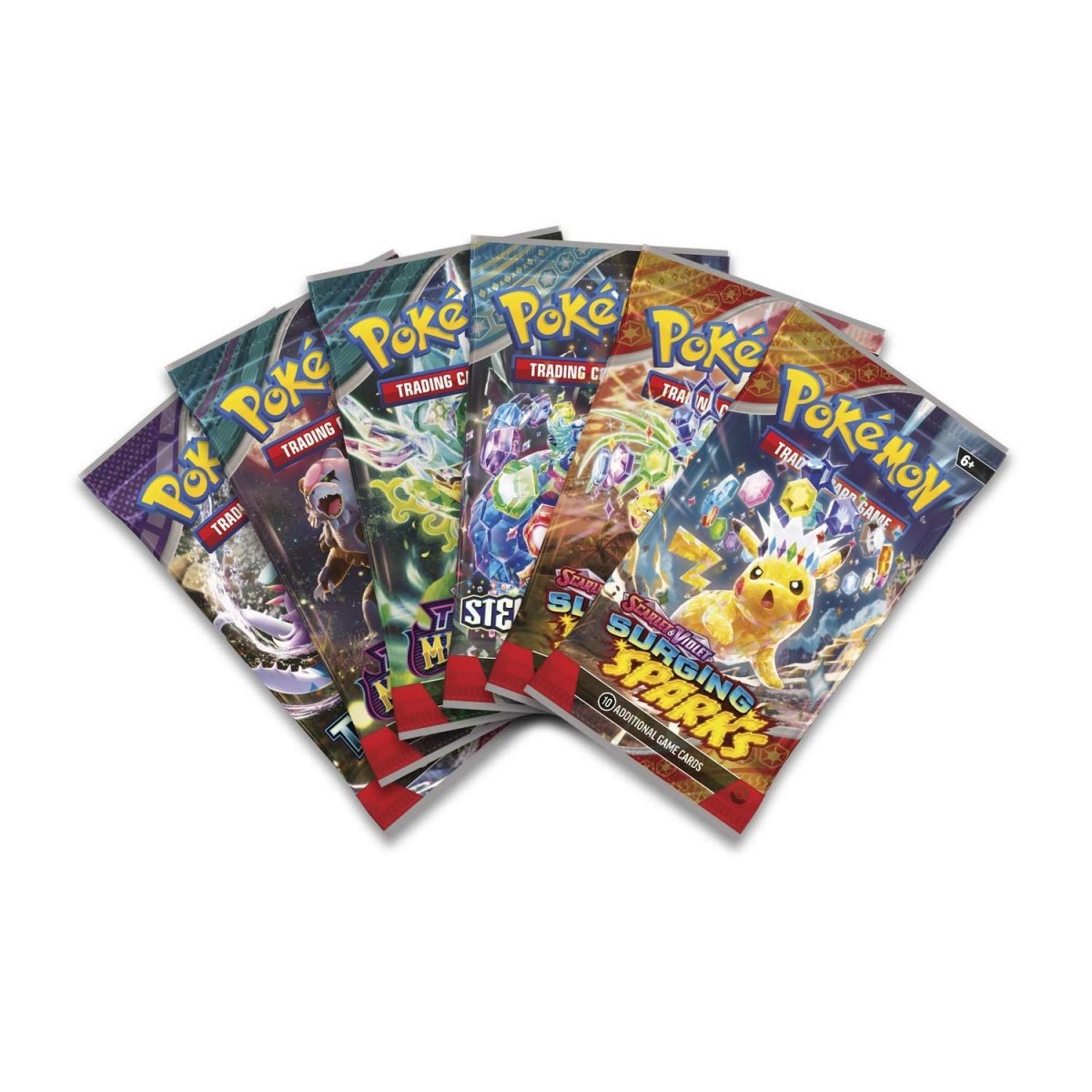 Pokémon TCG sealed English booster packs, holographic character-themed artwork