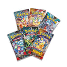 Pokémon TCG sealed English booster packs, assorted card themes and characters