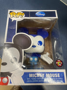 Mickey Mouse Funko Pop figure in box with blue suit and white gloves, limited label