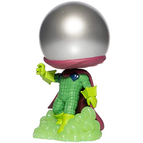 Glow-in-the-dark action figure, silver helmet, green suit and shoes, magenta cape, green base