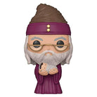 Collectible vinyl figure wizard with purple headband, round glasses, holding baby