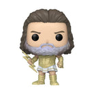 Zeus collectible vinyl figure: dark hair, gray beard, gold boots, lightning accessory
