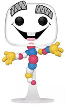 Mr. DNA character figure standing on pedestal, white head with black eyes and multi-color body