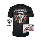 Black short-sleeve T-shirt with Stormtrooper graphic, plus vinyl figure and box