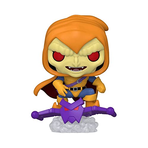 Orange hooded vinyl figure with red eyes, blue vest, and purple blasters.