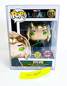 Sylvie vinyl figure in box, black outfit with gold horn headpiece, green glowing eyes