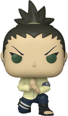 Funko Shikadai collectible figure with spiky dark hair, green eyes, tan face, navy outfit
