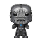 Iron Bob vinyl figure with metallic helmet and blue chest light, dark gray