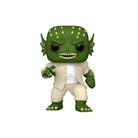 Standing vinyl figure, green spiky head monster with white tank top and pants