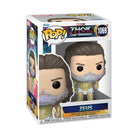 Funko POP! box showing Zeus vinyl figure with gray beard and gold boots
